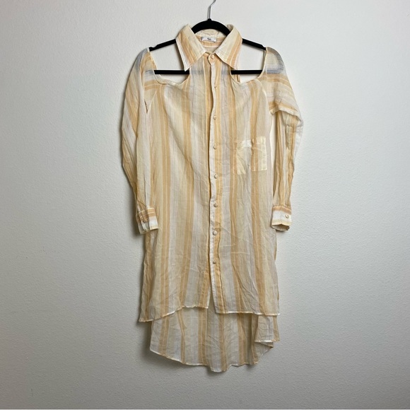Aje Striped Cream and Yellow Dress - Picture 1 of 7